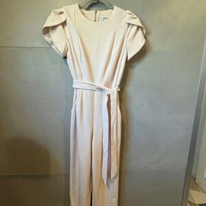 Calvin Klein — Elegant Pink, Cream Romper with Puff Sleeves